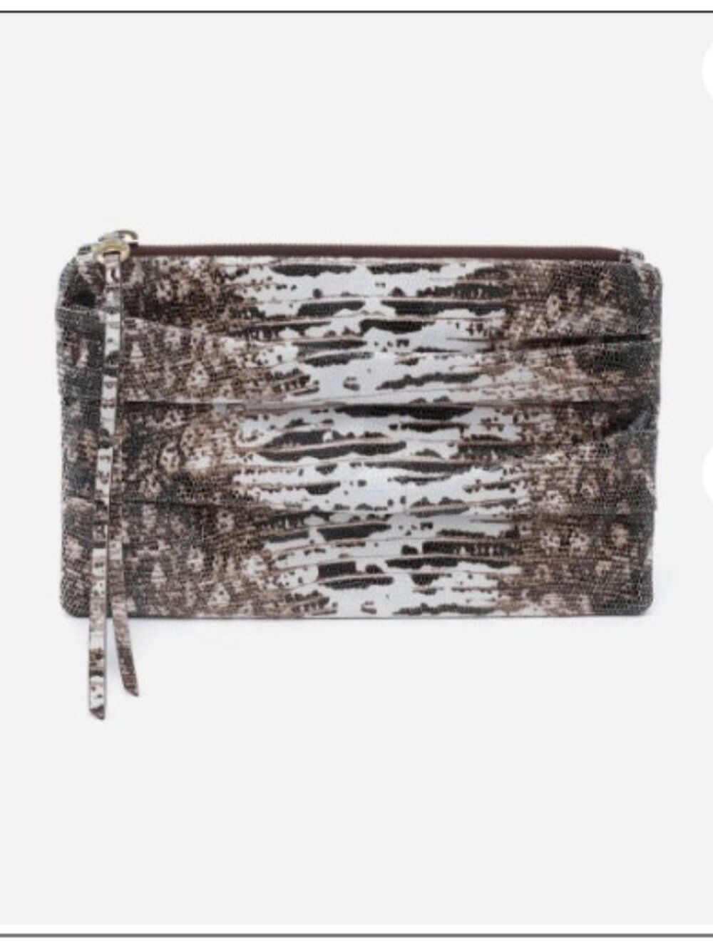 HOBO Day Wristlet Clutch off-white and brown Lizzard print